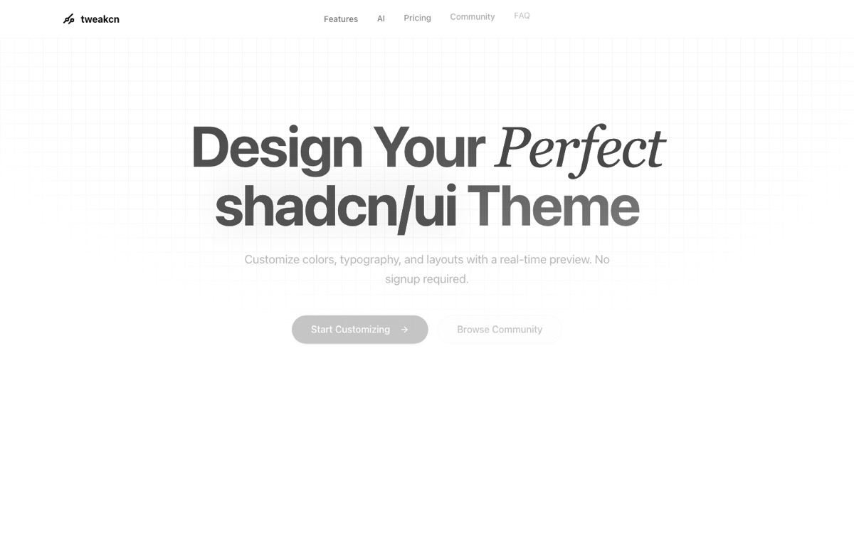 tweakcn — visual theme editor for shadcn/ui